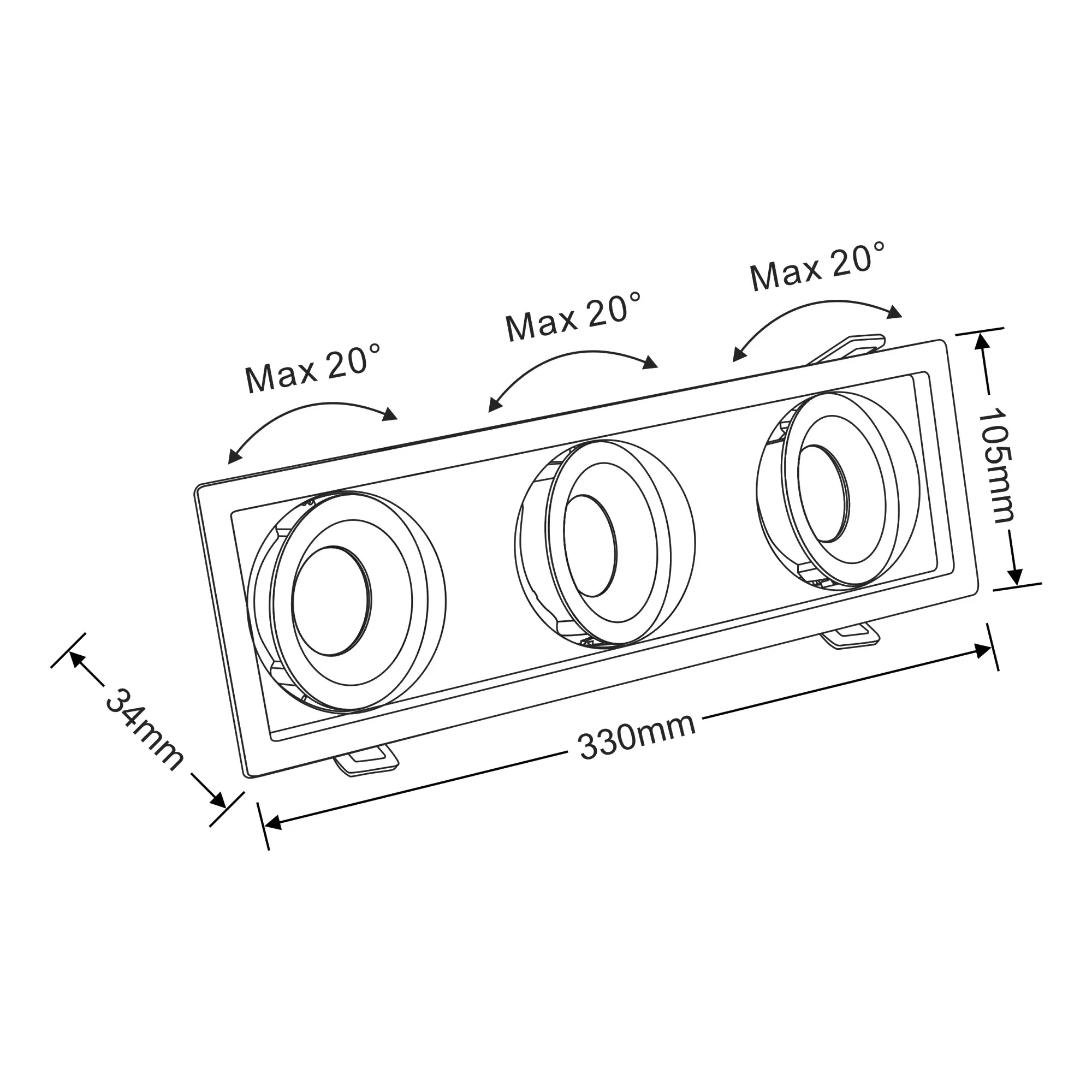 BEZZ 12-3 Recessed Ceiling Luminaires Dlux Multi-Head Recess Ceiling
